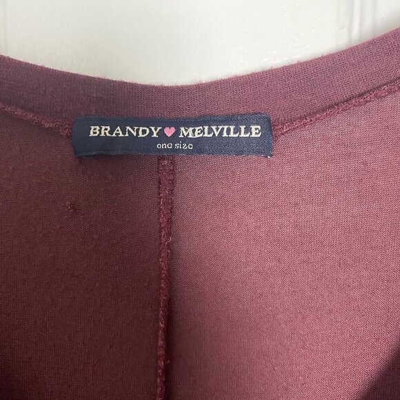 Brandy Melville Maroon Relaxed Oversized V-Neck Top Size OS As Is - Picture 2 of 9